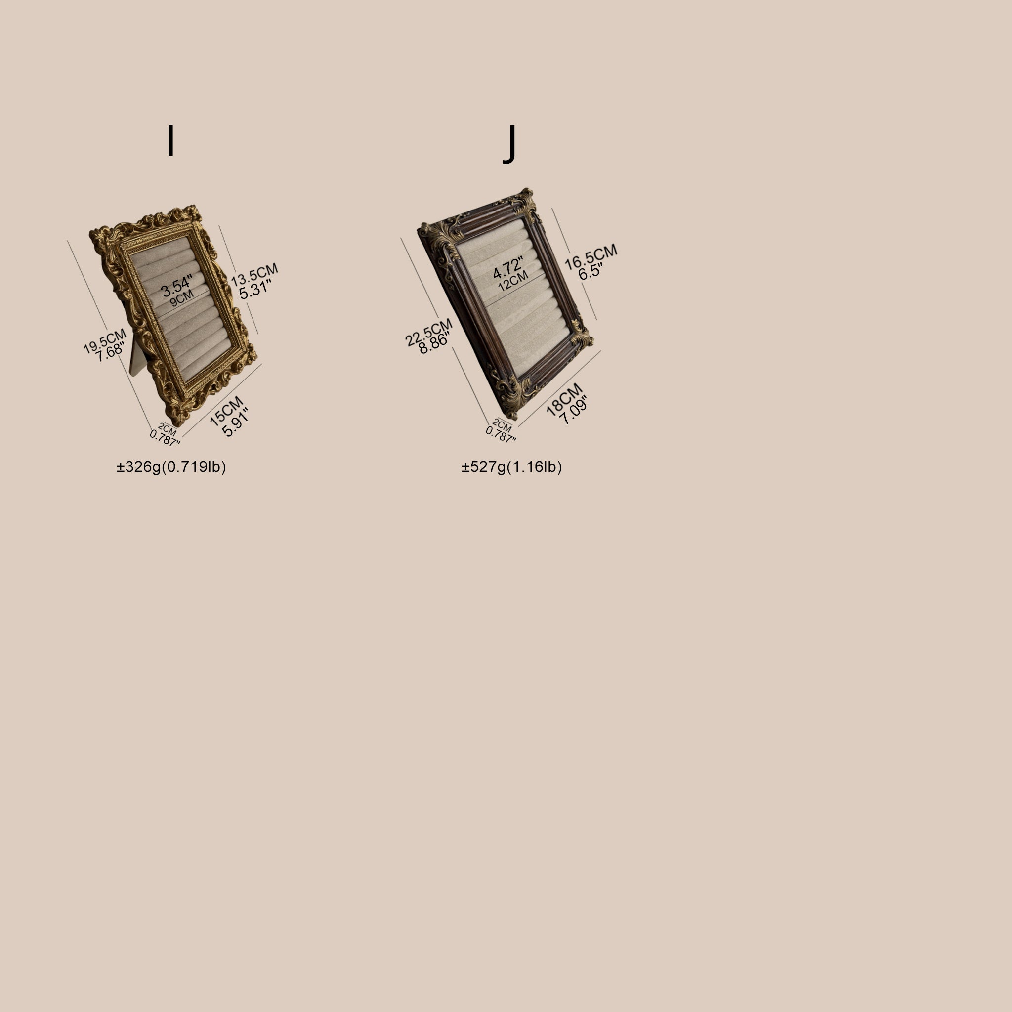 Rococo Ring & Earring Display Frame, Wall Hanging or Standing Vegan Suede Holder