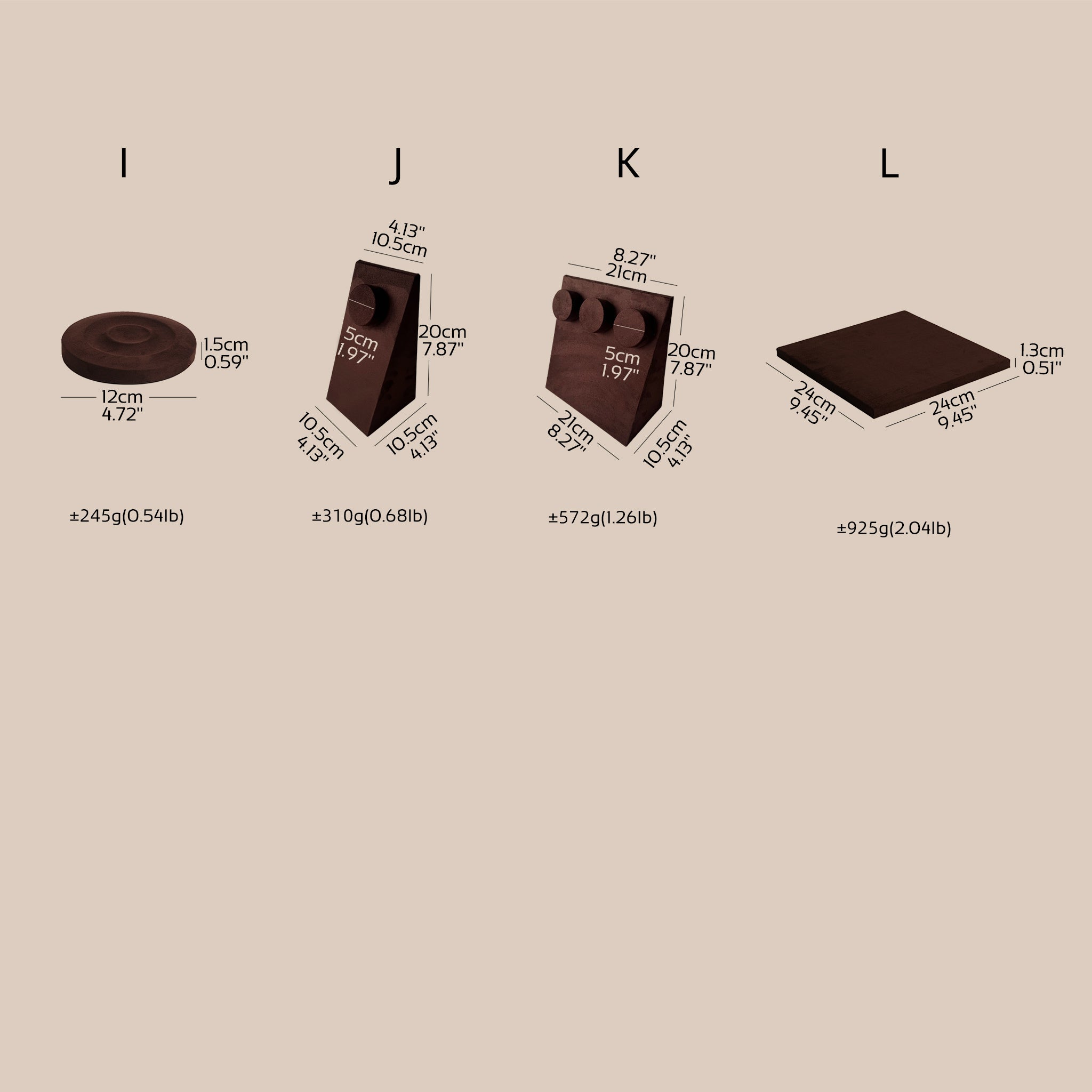 Ensemble Jewelry Display Set for Retail Counter & Product Photography, Vegan Suede Ring Trays & Risers