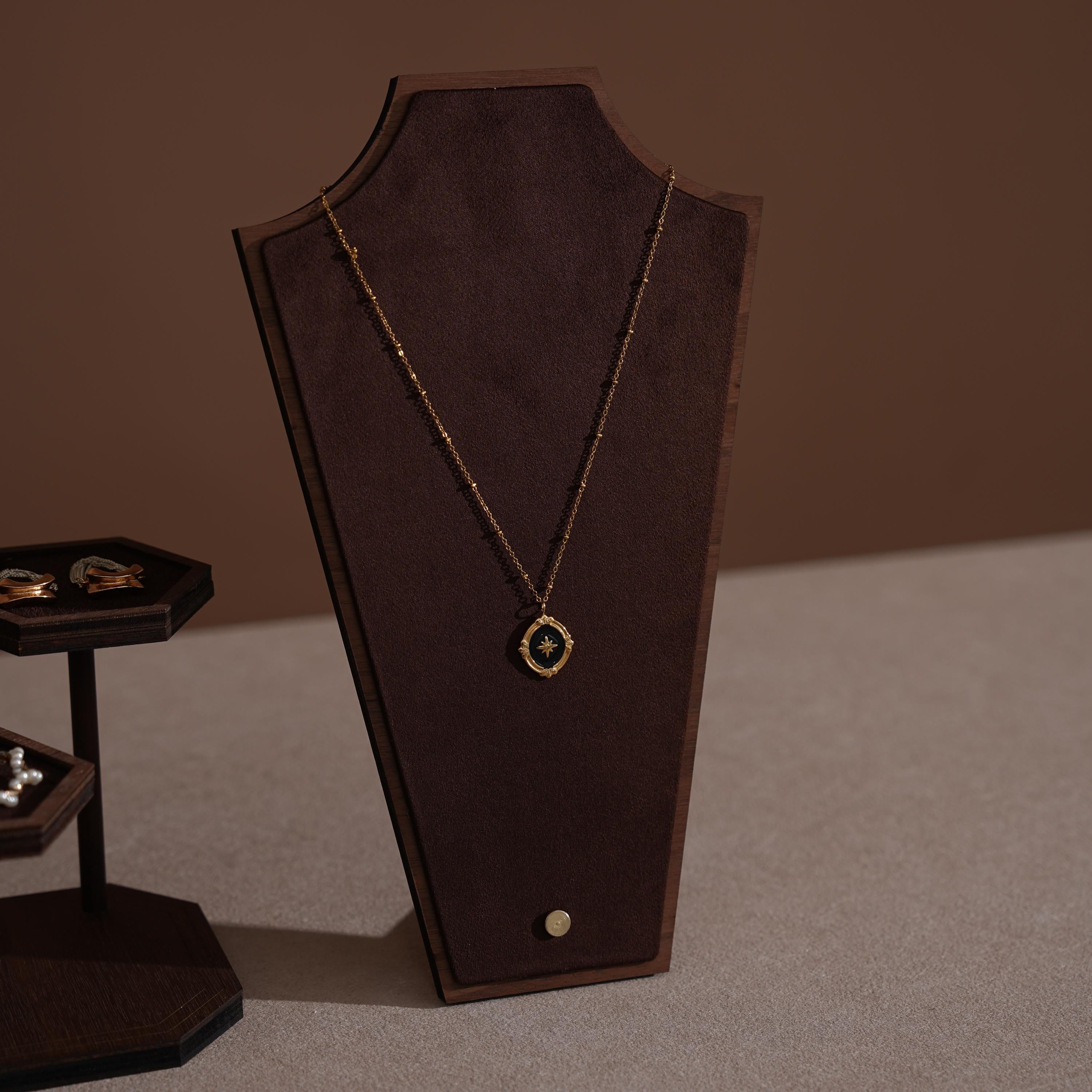 Handcrafted Walnut Veneer Jewelry Display Set | 7 Pieces | 14 Colors
