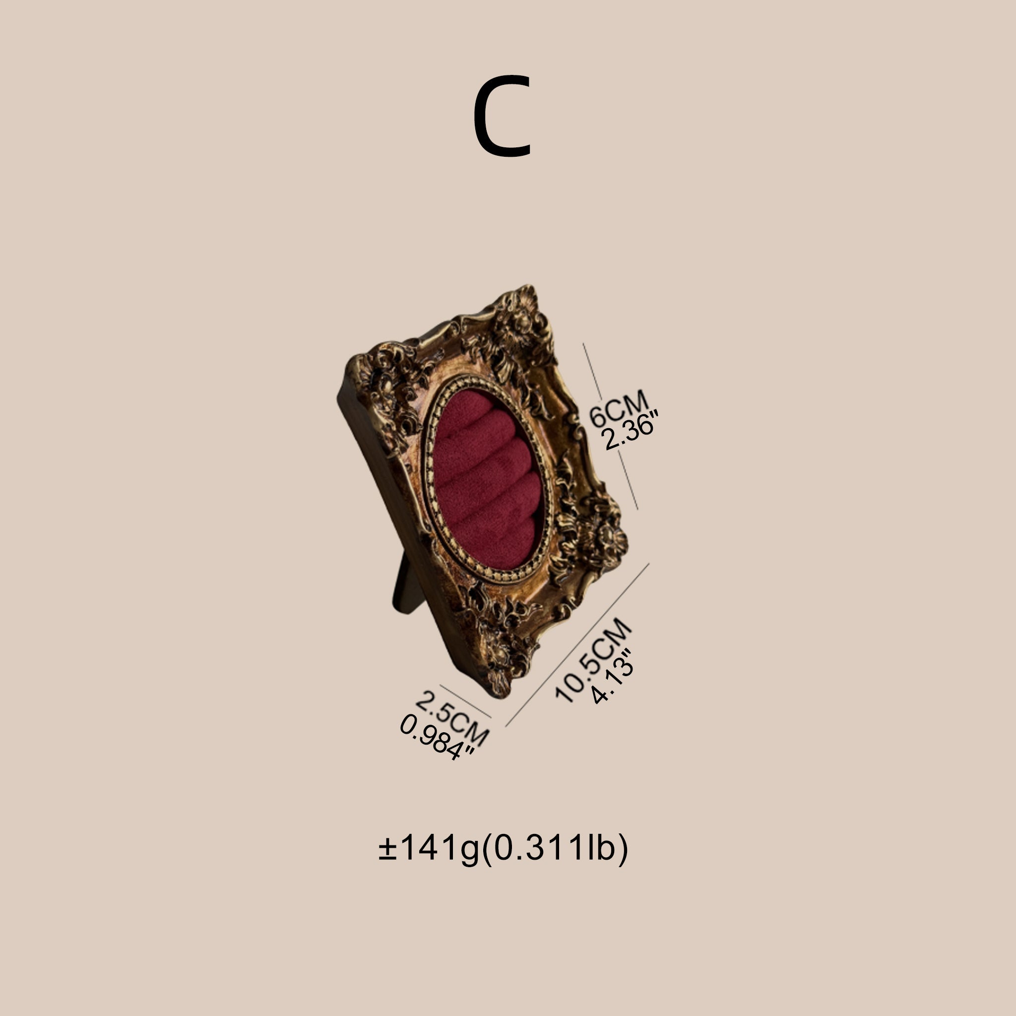 Rococo Ring & Earring Display Frame, Wall Hanging or Standing Vegan Suede Holder
