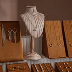 Terrace Jewelry Display Set for Market Tables & Vendor Stalls — Sloped Ring Stand, Earring Wedge & Necklace Bust