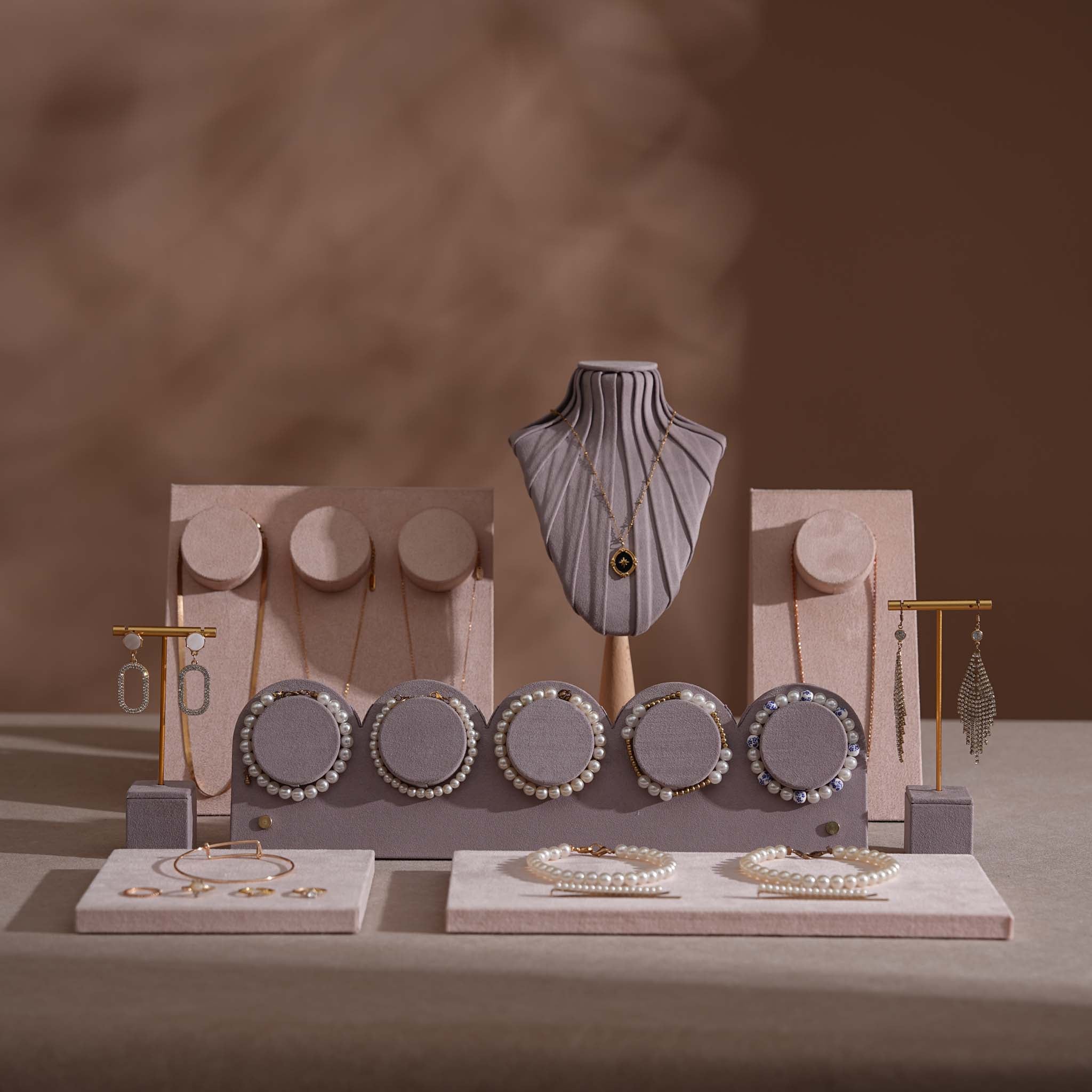 Blush Pink & Lavender Vegan Suede Jewelry Display Set