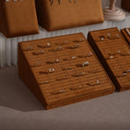 Terrace Jewelry Display Set for Market Tables & Vendor Stalls — Sloped Ring Stand, Earring Wedge & Necklace Bust