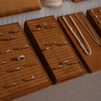 Terrace Jewelry Display Set for Market Tables & Vendor Stalls — Sloped Ring Stand, Earring Wedge & Necklace Bust