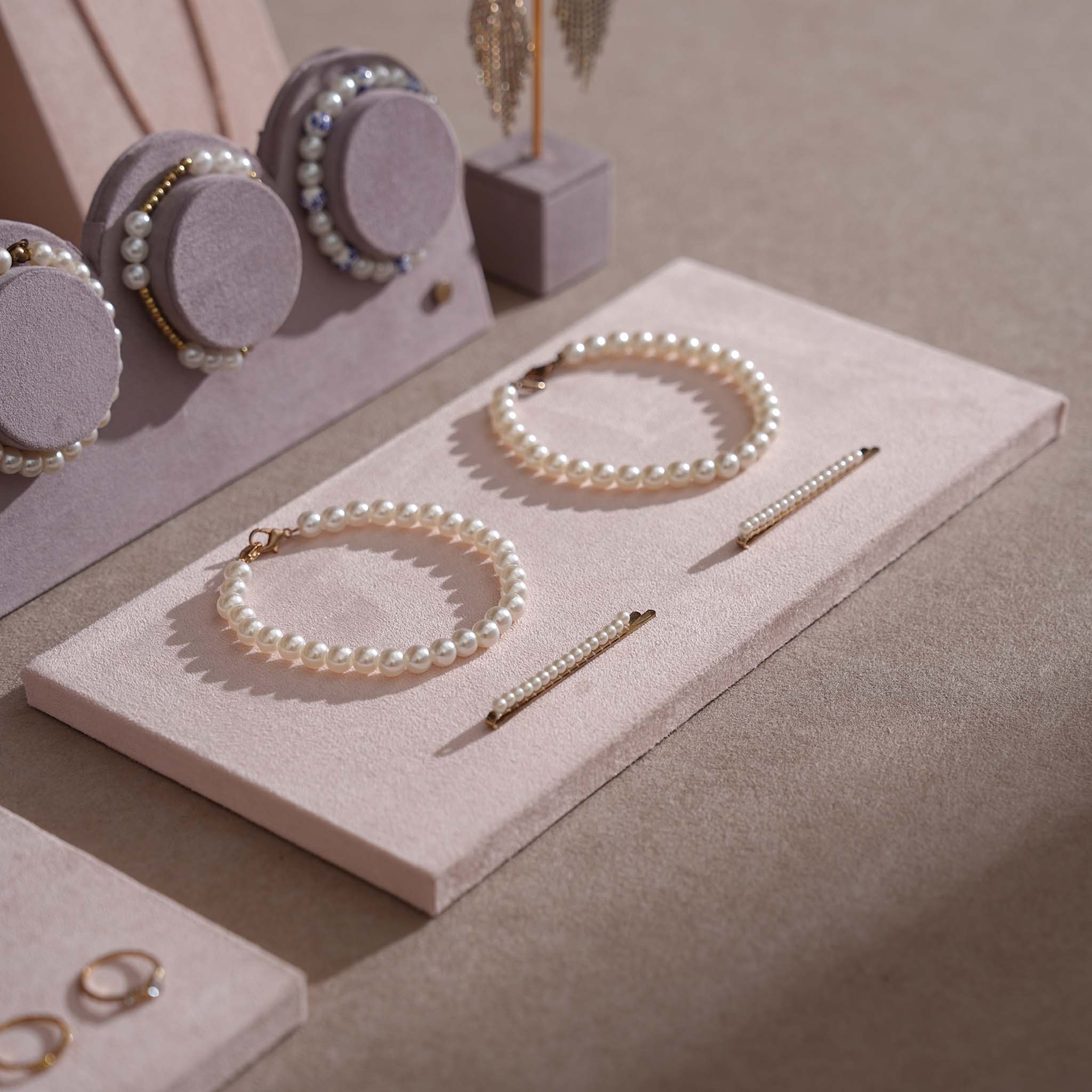 Blush Pink & Lavender Vegan Suede Jewelry Display Set