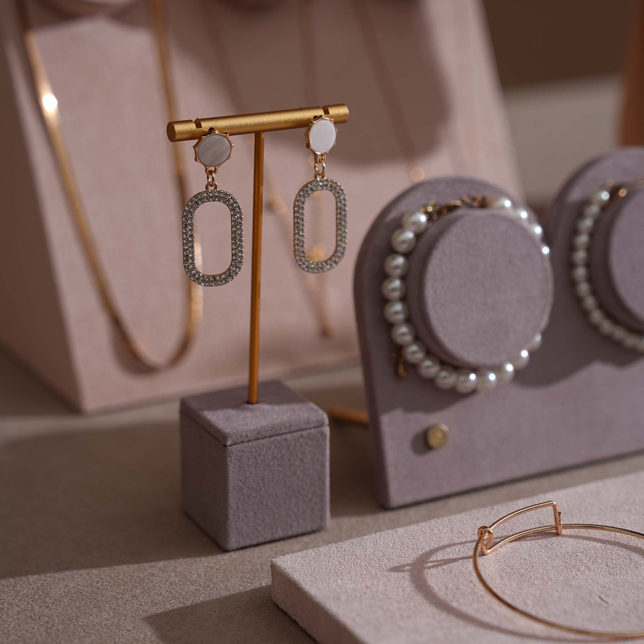 Blush Pink & Lavender Vegan Suede Jewelry Display Set