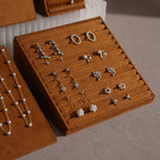 Terrace Jewelry Display Set for Market Tables & Vendor Stalls — Sloped Ring Stand, Earring Wedge & Necklace Bust