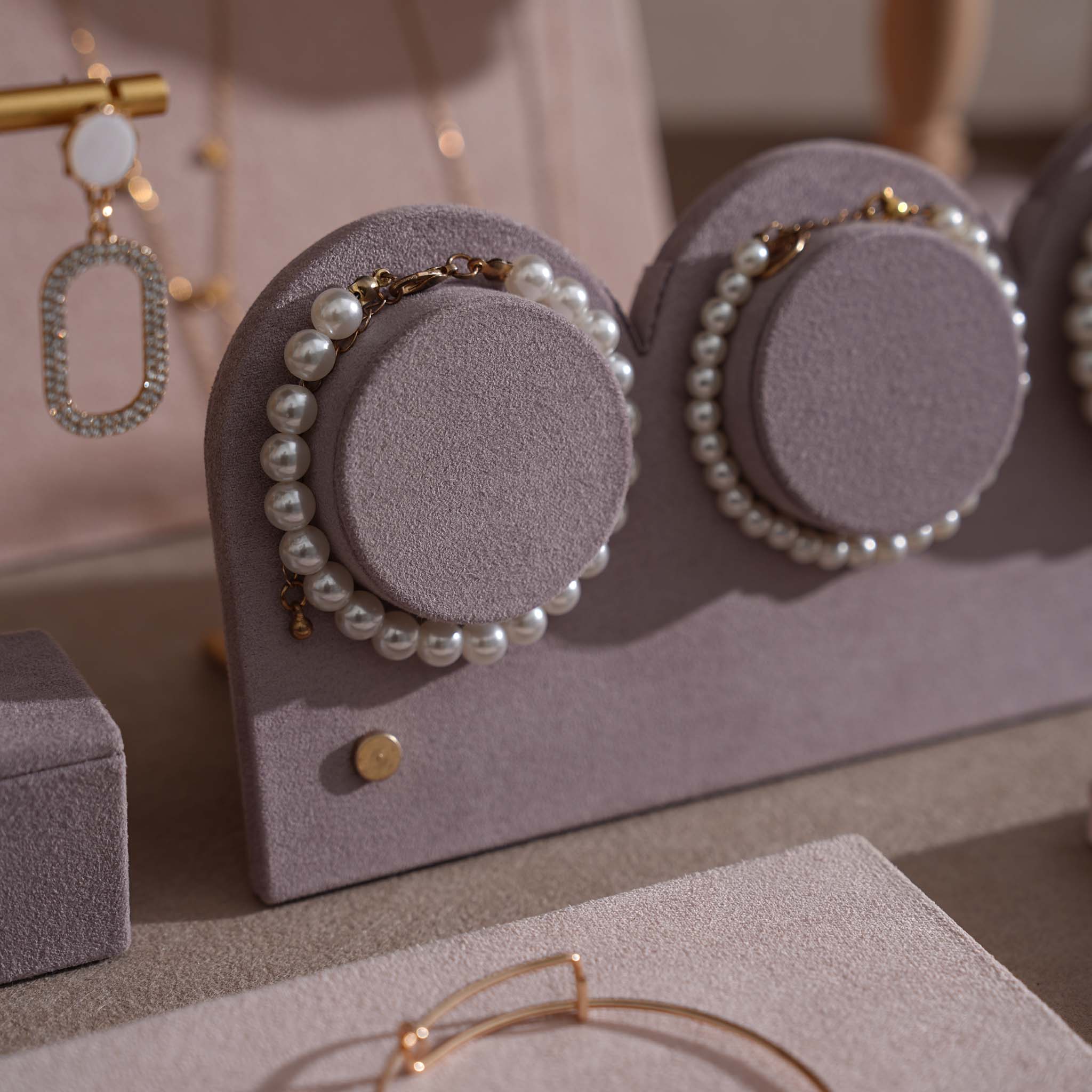Blush Pink & Lavender Vegan Suede Jewelry Display Set