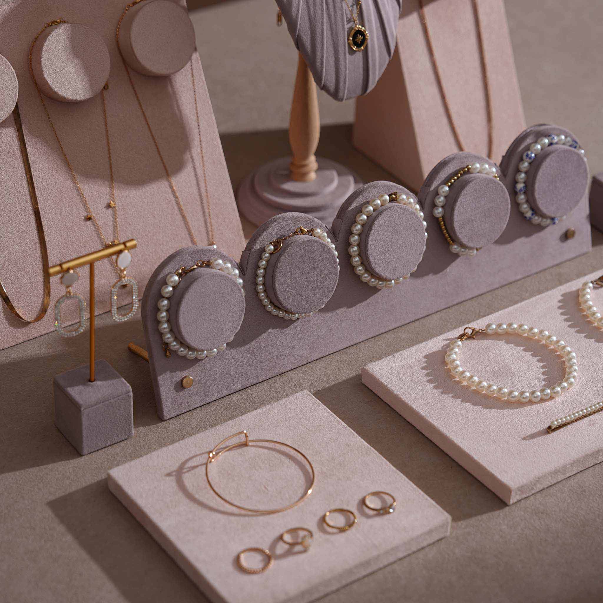 Blush Pink & Lavender Vegan Suede Jewelry Display Set
