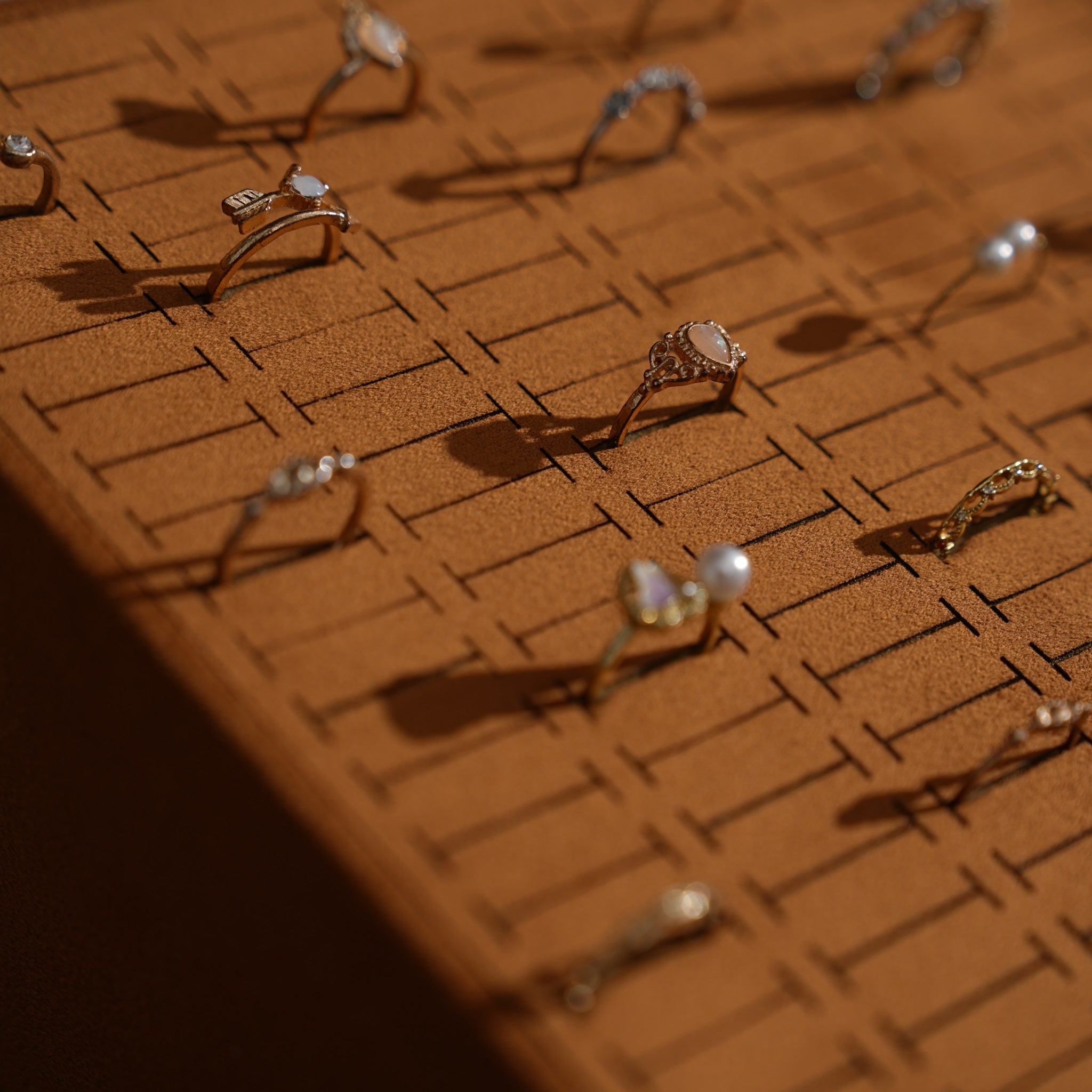 Terrace Jewelry Display Set for Market Tables & Vendor Stalls — Sloped Ring Stand, Earring Wedge & Necklace Bust