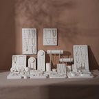 Atelier Jewelry Display Set for Boutique & Product Photography — Ring Holder, Necklace Stand & Riser Kit, Cream White