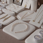 Atelier Jewelry Display Set for Boutique & Product Photography — Ring Holder, Necklace Stand & Riser Kit, Cream White