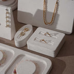Atelier Jewelry Display Set for Boutique & Product Photography — Ring Holder, Necklace Stand & Riser Kit, Cream White