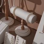 Atelier Jewelry Display Set for Boutique & Product Photography — Ring Holder, Necklace Stand & Riser Kit, Cream White