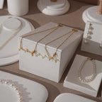 Atelier Jewelry Display Set for Boutique & Product Photography — Ring Holder, Necklace Stand & Riser Kit, Cream White