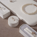 Atelier Jewelry Display Set for Boutique & Product Photography — Ring Holder, Necklace Stand & Riser Kit, Cream White