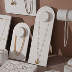 Atelier Jewelry Display Set for Boutique & Product Photography — Ring Holder, Necklace Stand & Riser Kit, Cream White