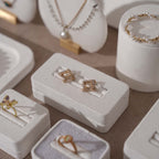 Atelier Jewelry Display Set for Boutique & Product Photography — Ring Holder, Necklace Stand & Riser Kit, Cream White
