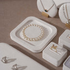 Atelier Jewelry Display Set for Boutique & Product Photography — Ring Holder, Necklace Stand & Riser Kit, Cream White