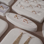 Atelier Jewelry Display Set for Boutique & Product Photography — Ring Holder, Necklace Stand & Riser Kit, Cream White