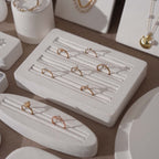 Atelier Jewelry Display Set for Boutique & Product Photography — Ring Holder, Necklace Stand & Riser Kit, Cream White