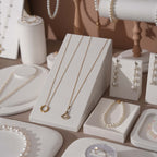 Atelier Jewelry Display Set for Boutique & Product Photography — Ring Holder, Necklace Stand & Riser Kit, Cream White