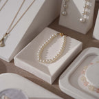Atelier Jewelry Display Set for Boutique & Product Photography — Ring Holder, Necklace Stand & Riser Kit, Cream White
