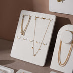 Atelier Jewelry Display Set for Boutique & Product Photography — Ring Holder, Necklace Stand & Riser Kit, Cream White