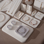 Atelier Jewelry Display Set for Boutique & Product Photography — Ring Holder, Necklace Stand & Riser Kit, Cream White