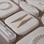 Atelier Jewelry Display Set for Boutique & Product Photography — Ring Holder, Necklace Stand & Riser Kit, Cream White