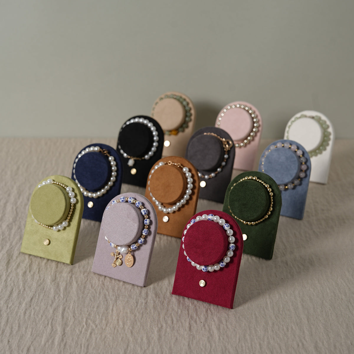 Suede Bracelet Holder Display: Brass Stand Jewelry Organizer