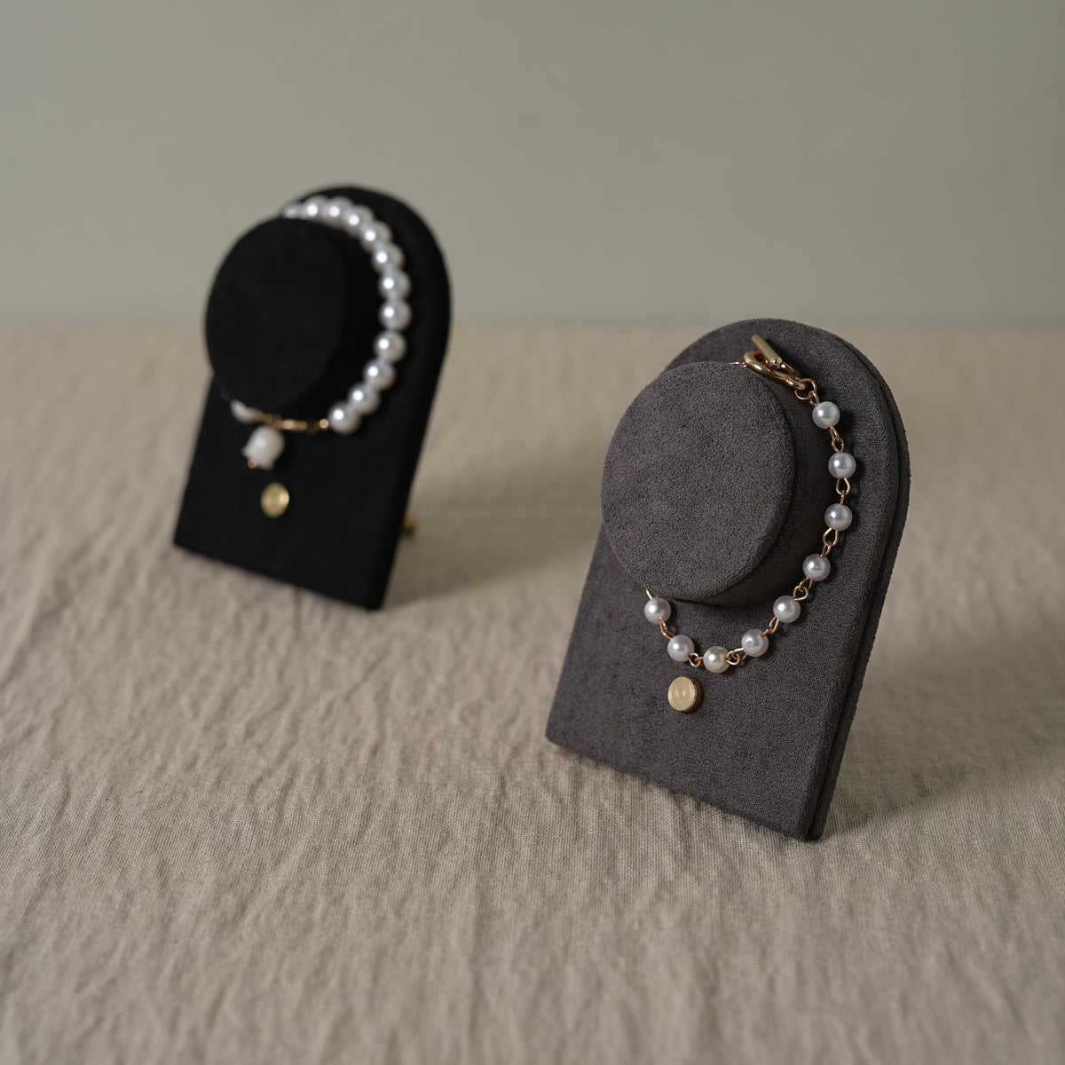 Suede Bracelet Holder Display: Brass Stand Jewelry Organizer