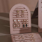 Soft Blush Pink Jewelry Display Set for Boutique Counter, Ring Tray, Necklace Rail, Earring Stand, Product Photography Props, Vegan Suede