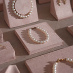 Soft Blush Pink Jewelry Display Set for Boutique Counter, Ring Tray, Necklace Rail, Earring Stand, Product Photography Props, Vegan Suede