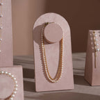 Soft Blush Pink Jewelry Display Set for Boutique Counter, Ring Tray, Necklace Rail, Earring Stand, Product Photography Props, Vegan Suede