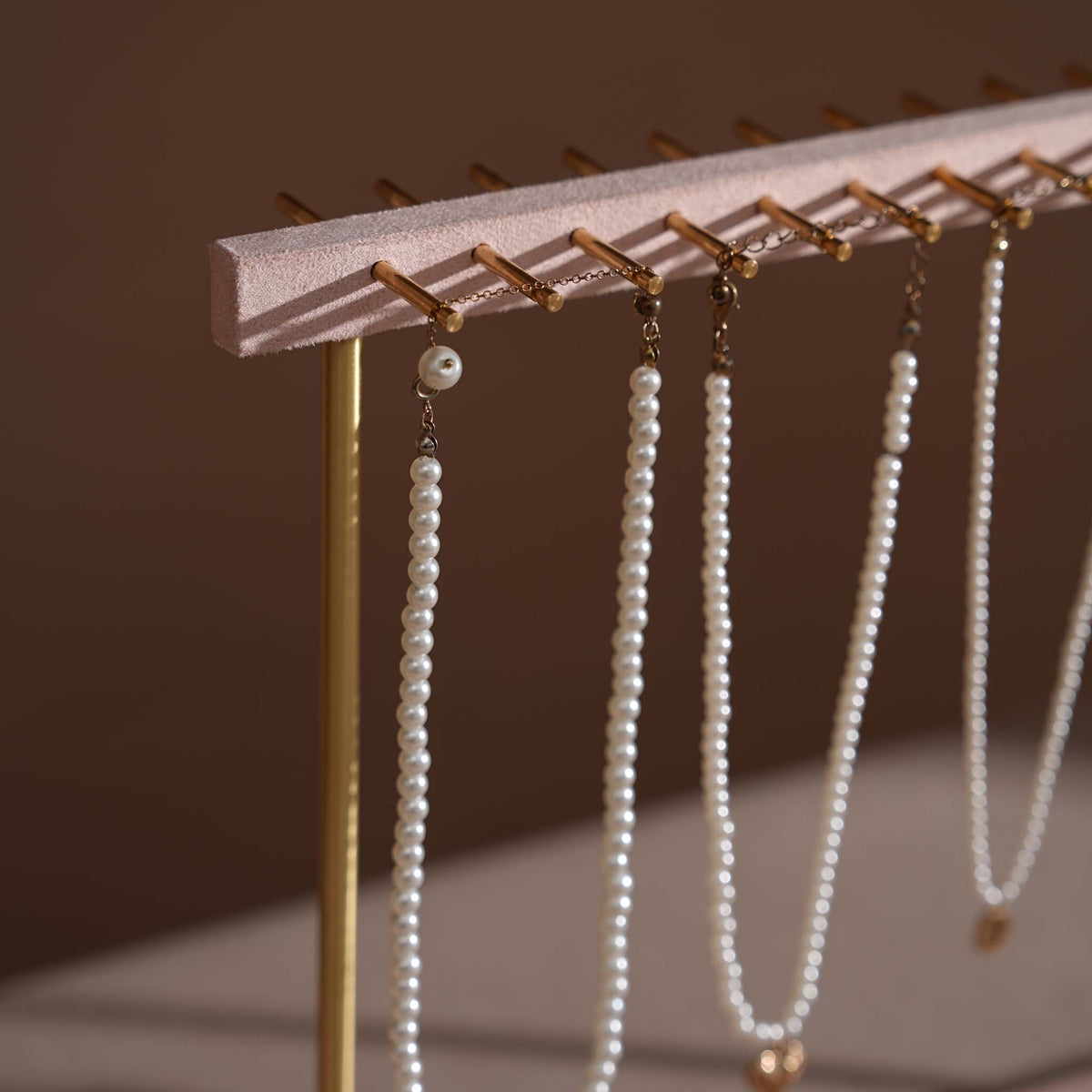 Soft Blush Pink Jewelry Display Set for Boutique Counter, Ring Tray, Necklace Rail, Earring Stand, Product Photography Props, Vegan Suede