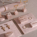 Soft Blush Pink Jewelry Display Set for Boutique Counter, Ring Tray, Necklace Rail, Earring Stand, Product Photography Props, Vegan Suede