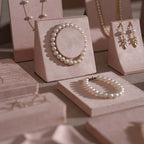 Soft Blush Pink Jewelry Display Set for Boutique Counter, Ring Tray, Necklace Rail, Earring Stand, Product Photography Props, Vegan Suede