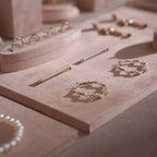 Soft Blush Pink Jewelry Display Set for Boutique Counter, Ring Tray, Necklace Rail, Earring Stand, Product Photography Props, Vegan Suede