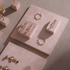 Soft Blush Pink Jewelry Display Set for Boutique Counter, Ring Tray, Necklace Rail, Earring Stand, Product Photography Props, Vegan Suede