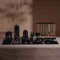 Black Jewelry Display Set for Estate & Antique Jewelers, Ring Tray, Necklace Rail, Earring Stand, Product Photography Props, Vegan Suede