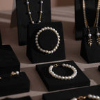 Black Jewelry Display Set for Estate & Antique Jewelers, Ring Tray, Necklace Rail, Earring Stand, Product Photography Props, Vegan Suede