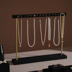 Black Jewelry Display Set for Estate & Antique Jewelers, Ring Tray, Necklace Rail, Earring Stand, Product Photography Props, Vegan Suede