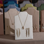 Easel Earring & Necklace Storage Bust – Flat Display Board with Kickstand, Earring Holder, Vegan Suede, 3 Sizes