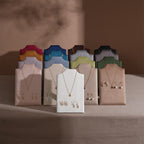 Easel Earring & Necklace Storage Bust – Flat Display Board with Kickstand, Earring Holder, Vegan Suede, 3 Sizes