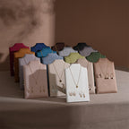 Easel Earring & Necklace Storage Bust – Flat Display Board with Kickstand, Earring Holder, Vegan Suede, 3 Sizes