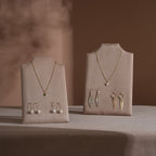 Easel Earring & Necklace Storage Bust – Flat Display Board with Kickstand, Earring Holder, Vegan Suede, 3 Sizes