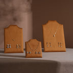 Easel Earring & Necklace Storage Bust – Flat Display Board with Kickstand, Earring Holder, Vegan Suede, 3 Sizes