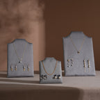 Easel Earring & Necklace Storage Bust – Flat Display Board with Kickstand, Earring Holder, Vegan Suede, 3 Sizes