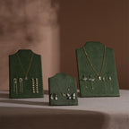 Easel Earring & Necklace Storage Bust – Flat Display Board with Kickstand, Earring Holder, Vegan Suede, 3 Sizes